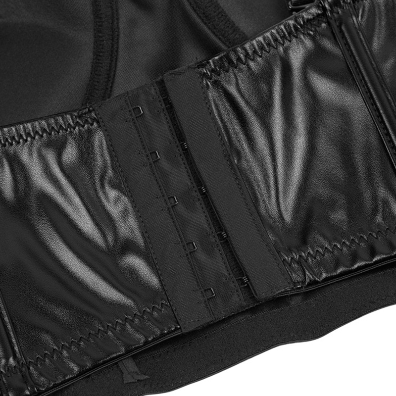 Áo Croptop Giả Da Cổ Chữ V Nâng Ngực Gợi Cảm Cho Nữ
