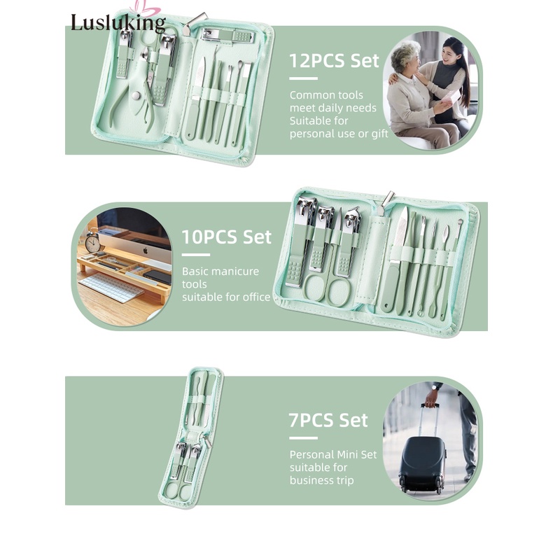 Bộ Dụng Cụ Làm Móng Bằng Thép Không Gỉ 7 / 9 / 10 / 12 / 16 / 18 / 22 / 26 Trong 1