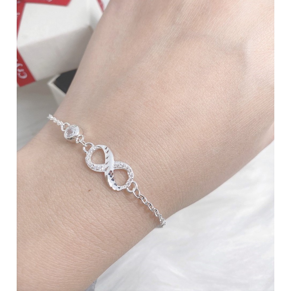 Lắc tay bạc nữ mặt hình vô cực, vòng tay chất liệu bạc ta cao cấp - Trang sức bạc Evasilver