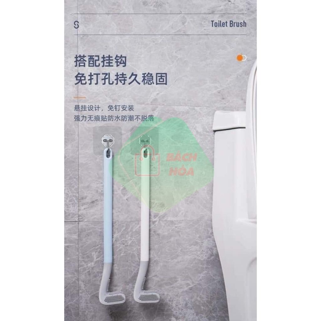 Chổi Cọ Toilet Thông Minh Silicon Hình Chữ L, Cây Cọ Bồn Cầu Siêu Tiện Lợi