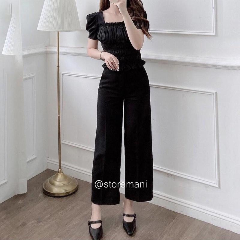 Quần tây ống rộng nữ khoá trước kiểu dáng quần culottes nữ cúc bọc chất tuyết mưa nhiều màu mặc đi làm học cực xinh