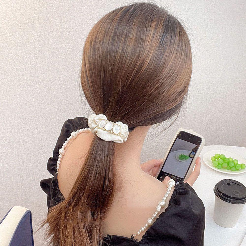 Dây Buộc Tóc Vải Satin Co Giãn Hình Mắt Mèo Dễ Thương Cho Bạn Gái|Dây Cột Tóc Thiết Kế Xinh Xắn Thời Trang Cho Nữ