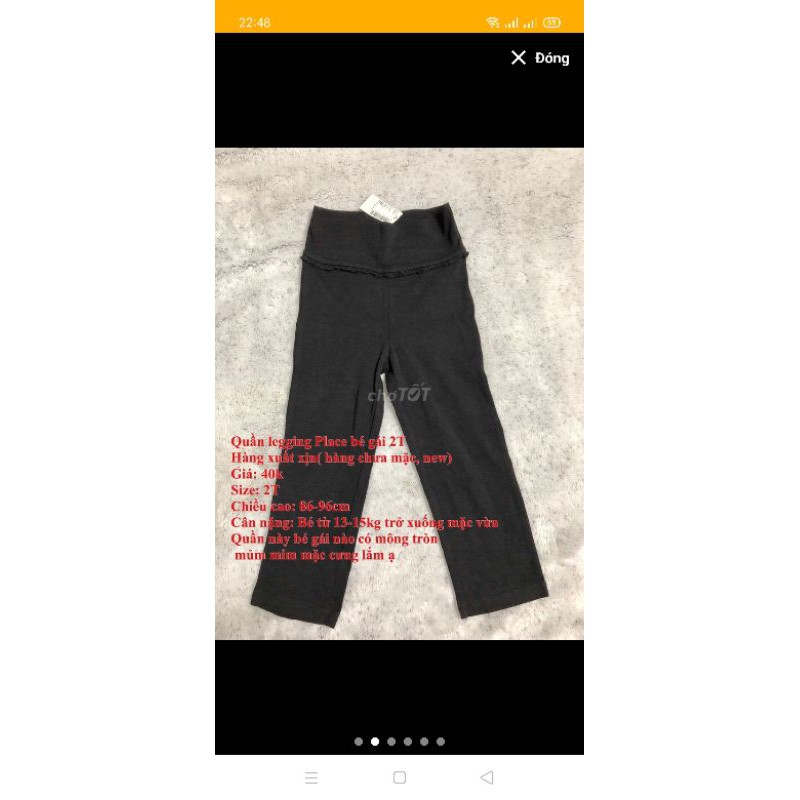 (VNXK) Quần legging Place nhấn bèo - cạp cao cho bé