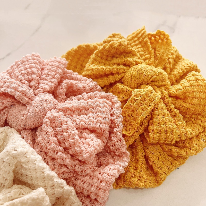 Mũ Beanie Thắt Nơ Màu Trơn Mềm Mại Thời Trang Thu Đông Cho Bé Gái