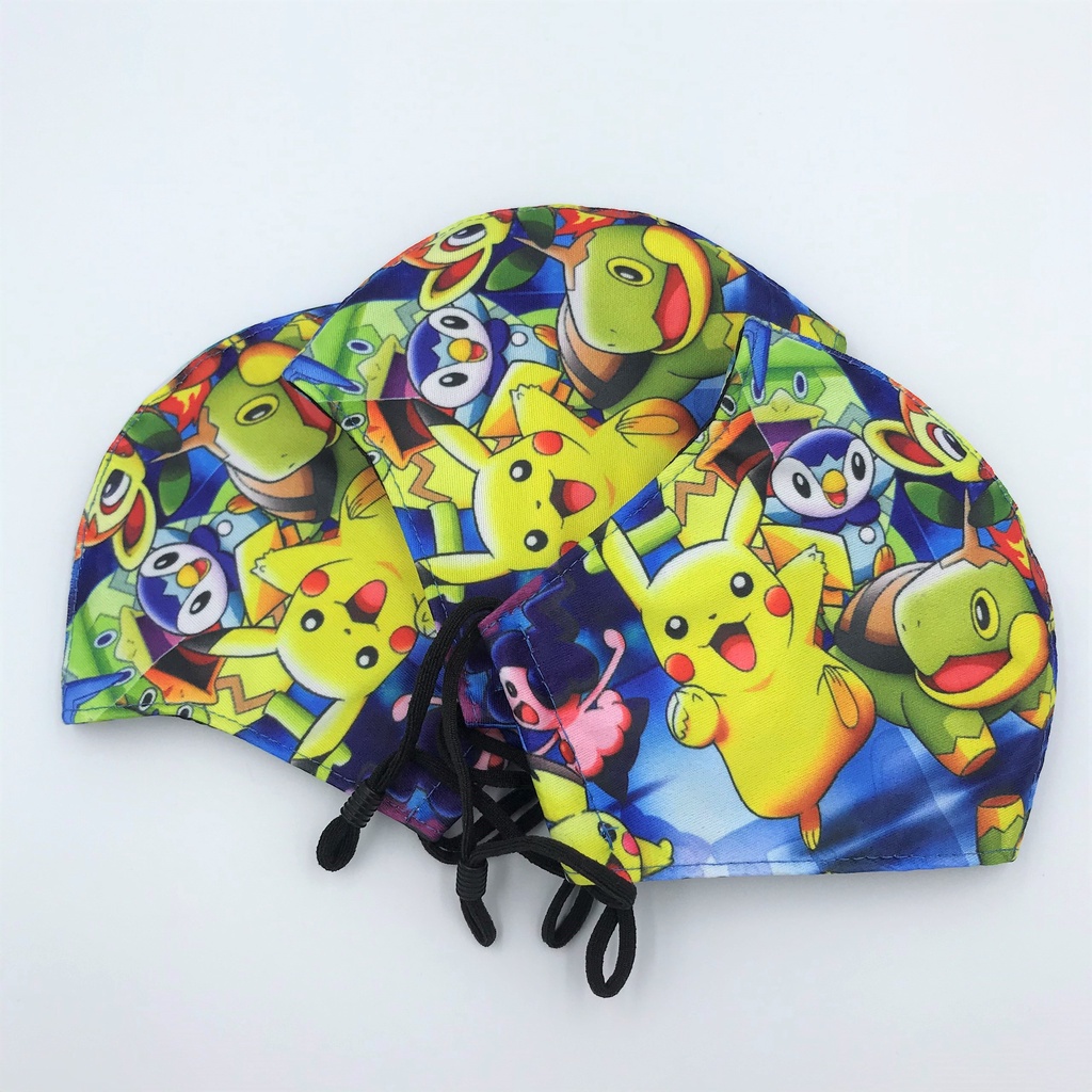 KHẨU TRANG VẢI TRẺ EM [ MUA 3 TẶNG 1 ] - PIKACHU - POKEMON, Có nút tăng giảm dây đeo.