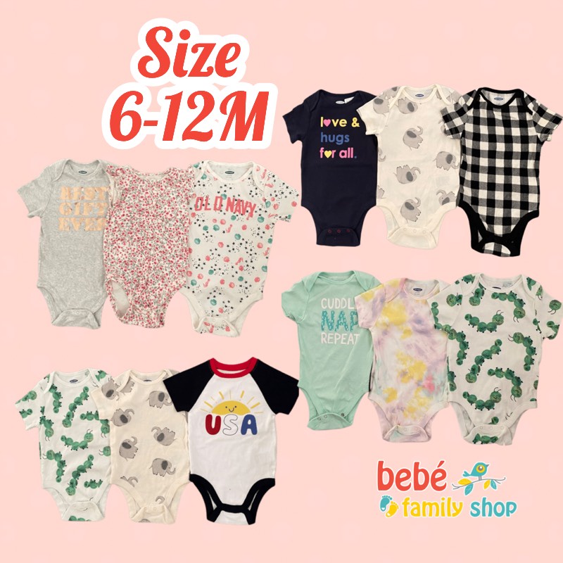 [6-12M] Set 3 Body chip cộc tay cho bé trai Oldnavy/ bodysuit cho bé trai xuất dư tay ngắn - bebefamilyshop