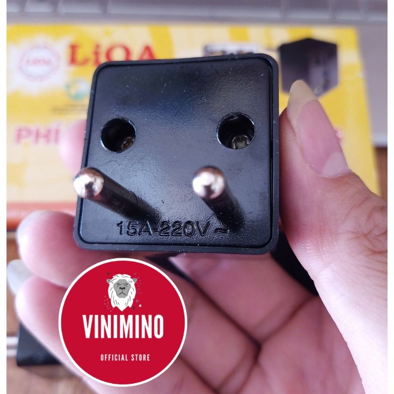 Phích ổ cắm đa năng Lioa chuyển 3 chấu thành 2 chấu 15A/220V Chân Tròn | Vinimino