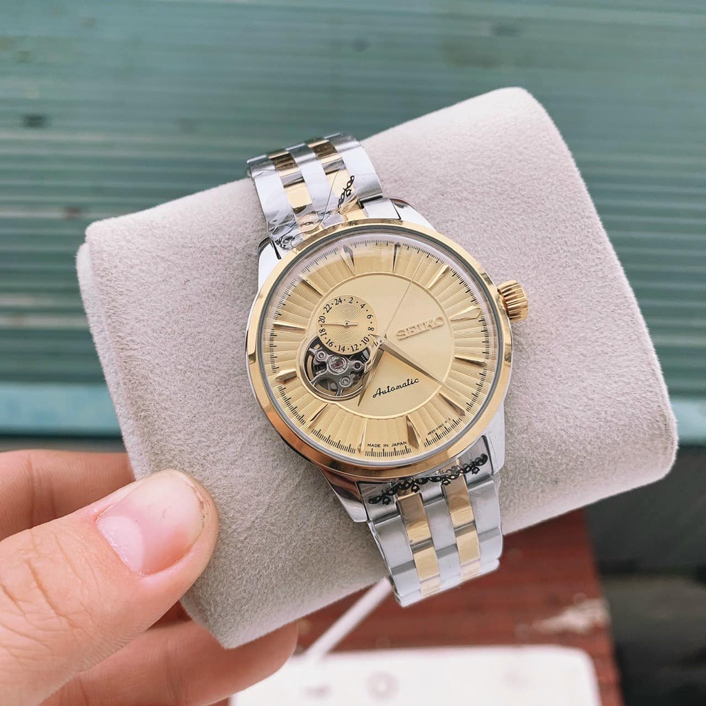 Đồng hồ Nam seiko hở mặt chạy cơ automatic nhiều màu máy Nhật size 40mm dây kim loại