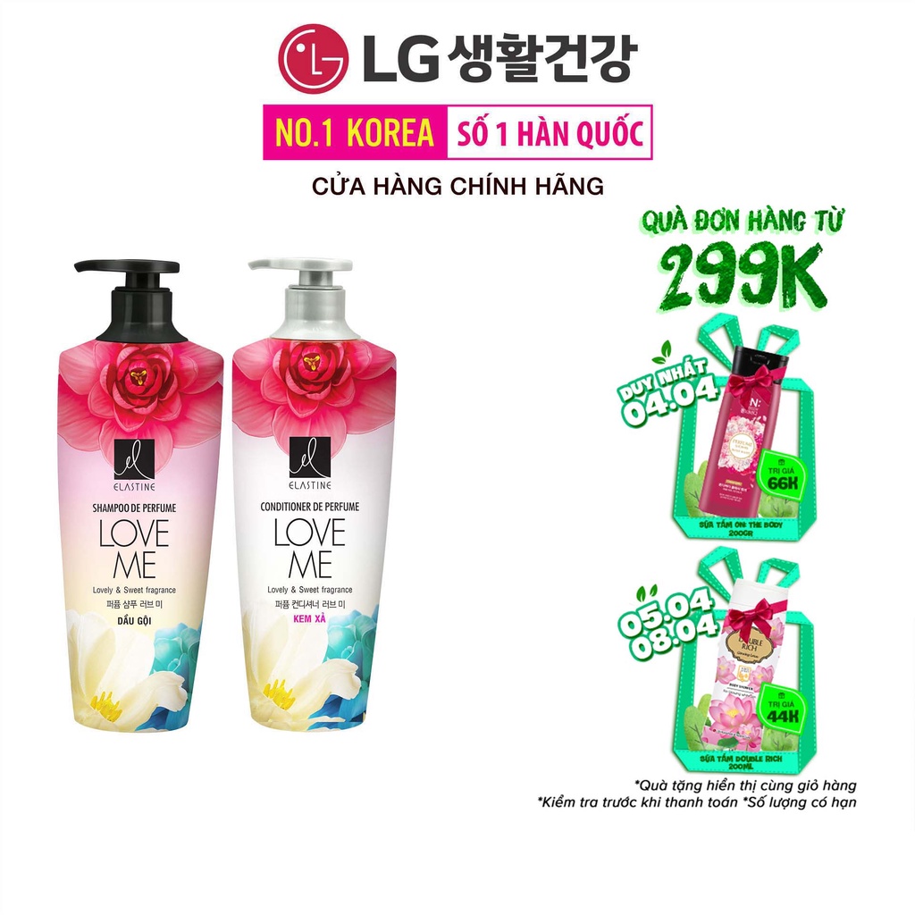 Bộ đôi Dầu gội xả Elastine De Perfume hương nước hoa Love Me 600mlx2