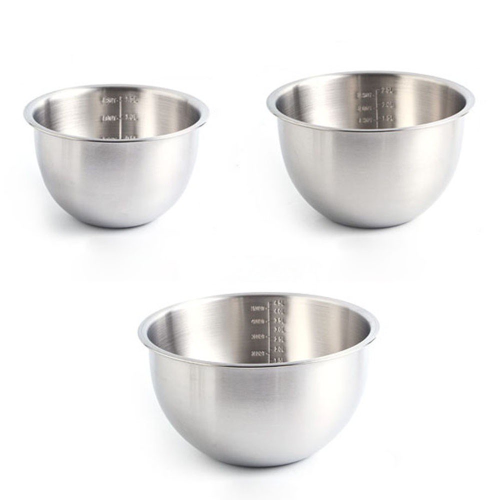Tô trộn salad / đánh trứng bằng thép không gỉ 304 9 inch 1.5 / 2.5 / 4.5L tiện lợi