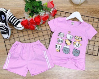 Bộ thun cotton bé gái size 8-20kg