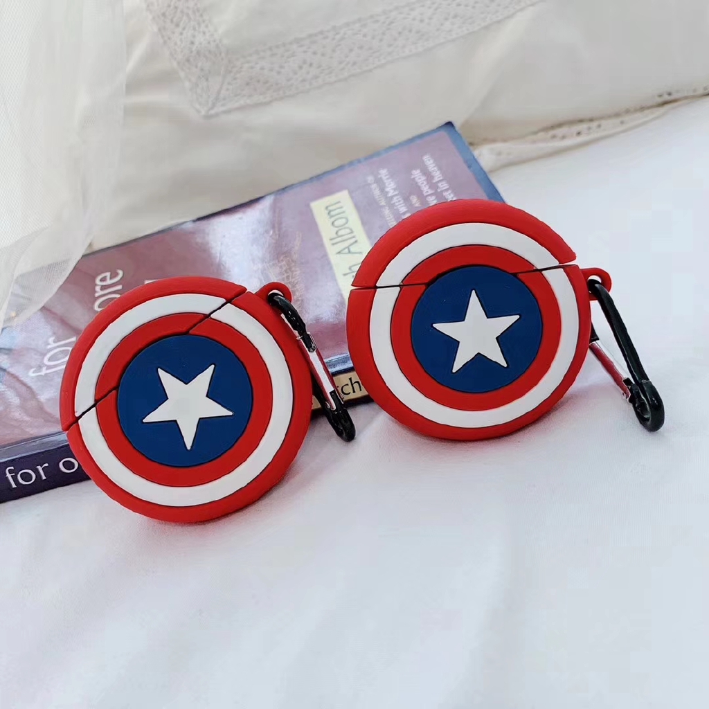 Captain America Shield cover for Apple Airpods soft case Bluetooth headset case