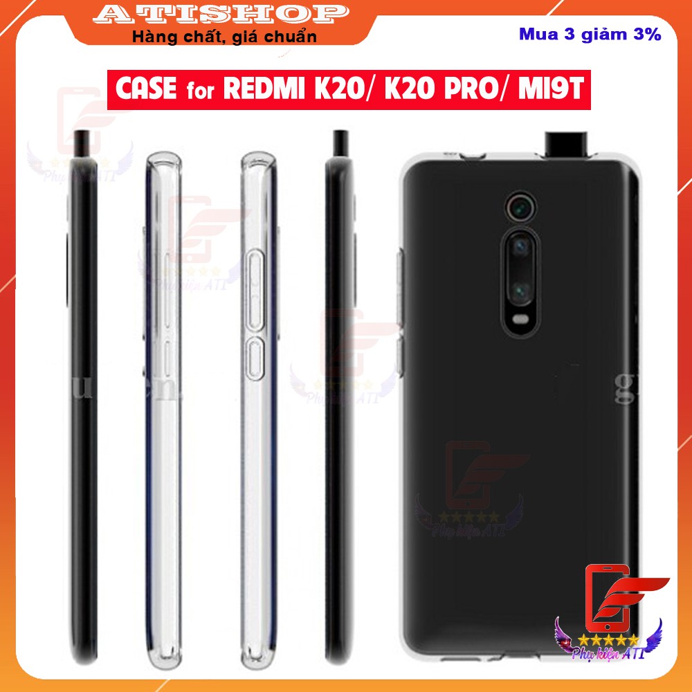 Ốp lưng Xiaomi Redmi K20/ K20Pro/ mi 9T -Trong suốt- Dẻo- Lâu ố Vàng