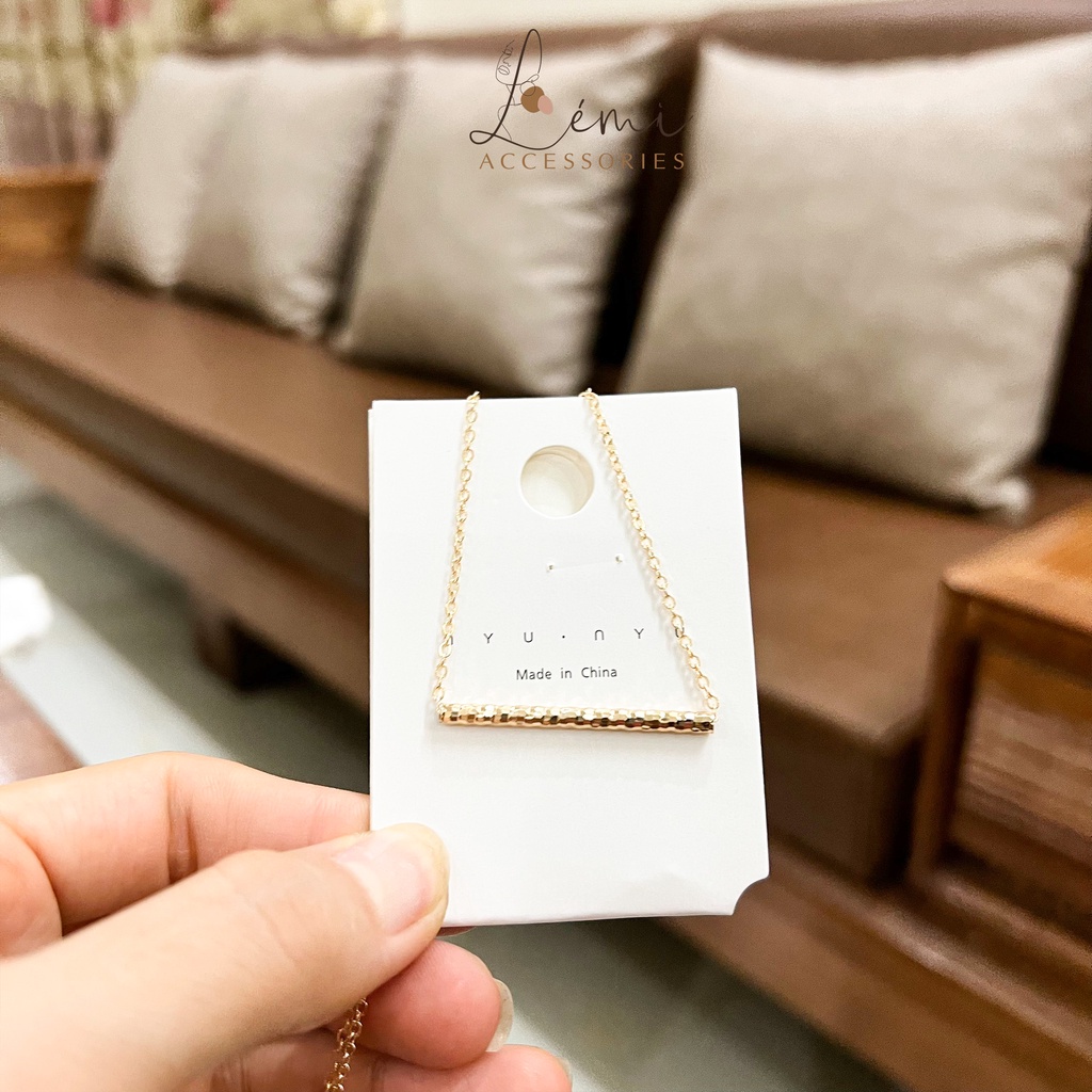 Vòng cổ nữ mặt thanh ngang cắt Diamond lấp lánh thời trang Hàn Quốc Lémi accessories