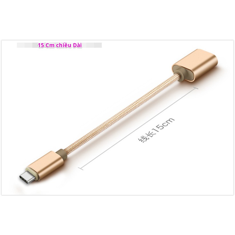 Cáp OTG USB-C Sang USB Dài 15 Cm (Bọc Dù) -  Kết Nối Phụ Kiện - OTG143