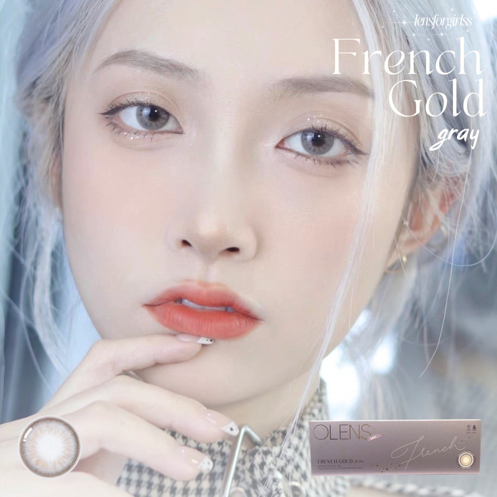 Kính áp tròng 1 NGÀY FRENCH GOLD GRAY chính hãng Olens | Lens cận 1 ngày
