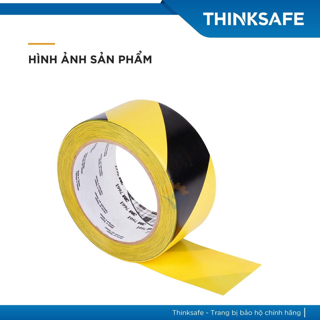 Băng keo cảnh báo dán nền 3M 766 (màu vàng - đen) 50mm x33m- Thinksafe