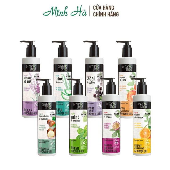 Sữa tắm Organic Shop dạng gel 280ml giúp nuôi dưỡng làn da mềm mại