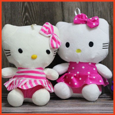 Búp Bê, Kitty Bông Váy Kẻ - Kích Thước 30cm - Quà Tặng Yêu Thương Cho Bé- Được Xem Hàng Trước