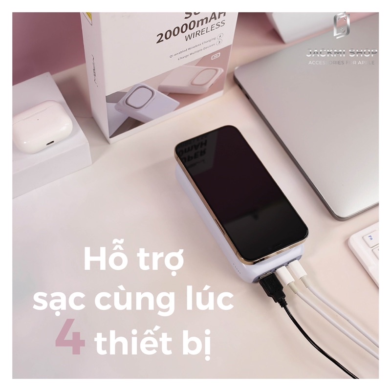 [HÀNG CHÍNH HÃNG] Sạc dự phòng kiêm sạc không dây iPhone MIPOW Power Cube 20000 PD 18W/ QI 10W Wireless Charge