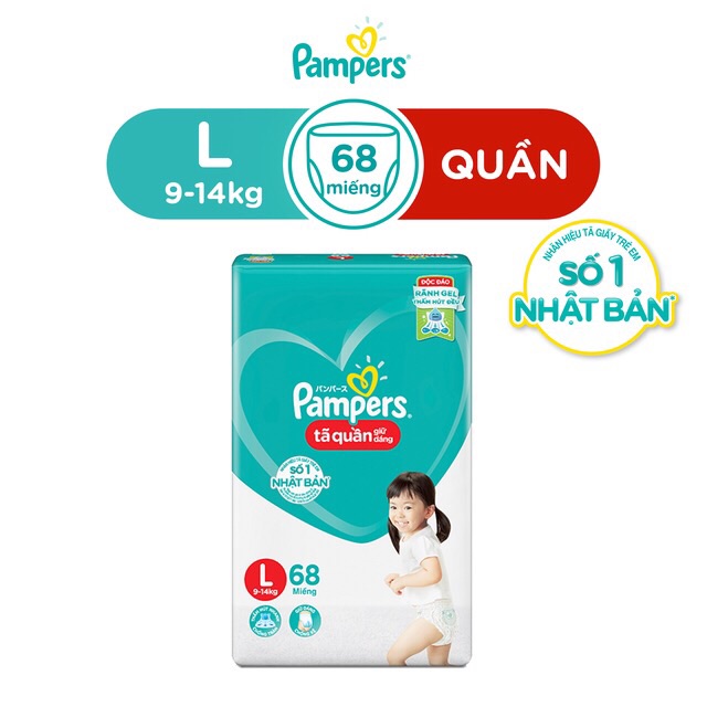 Tã quần Pamper giữ dáng đủ size M74/L68/XL62/XXL56 miếng