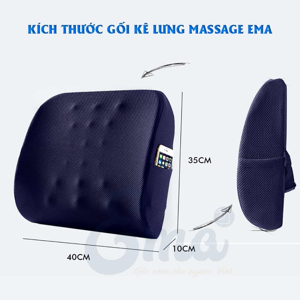 Gối tựa lưng văn phòng có gai massage cao cấp - Chất liệu cao su non - Vải thoáng mát