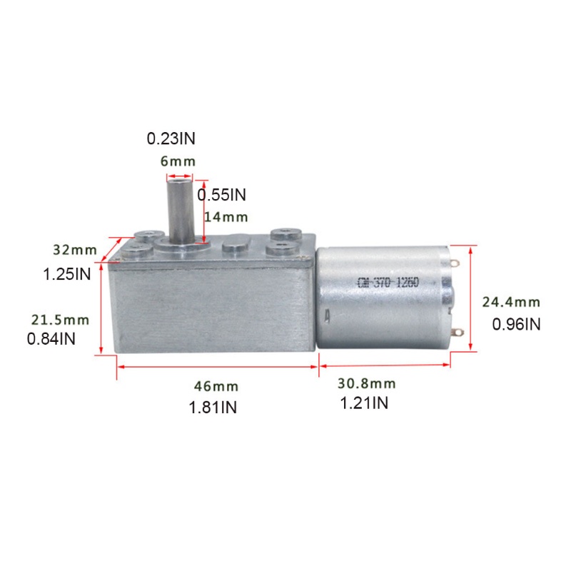 Bộ động cơ giảm tốc mô-men xoắn cao bằng kim loại JGY370 6V / 12V24V kèm trục 2RPM đế