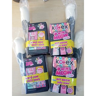 Lốc 8 gói Băng vệ sinh Kotex Mini Meow siêu mềm 8 miếng tặng viết bông