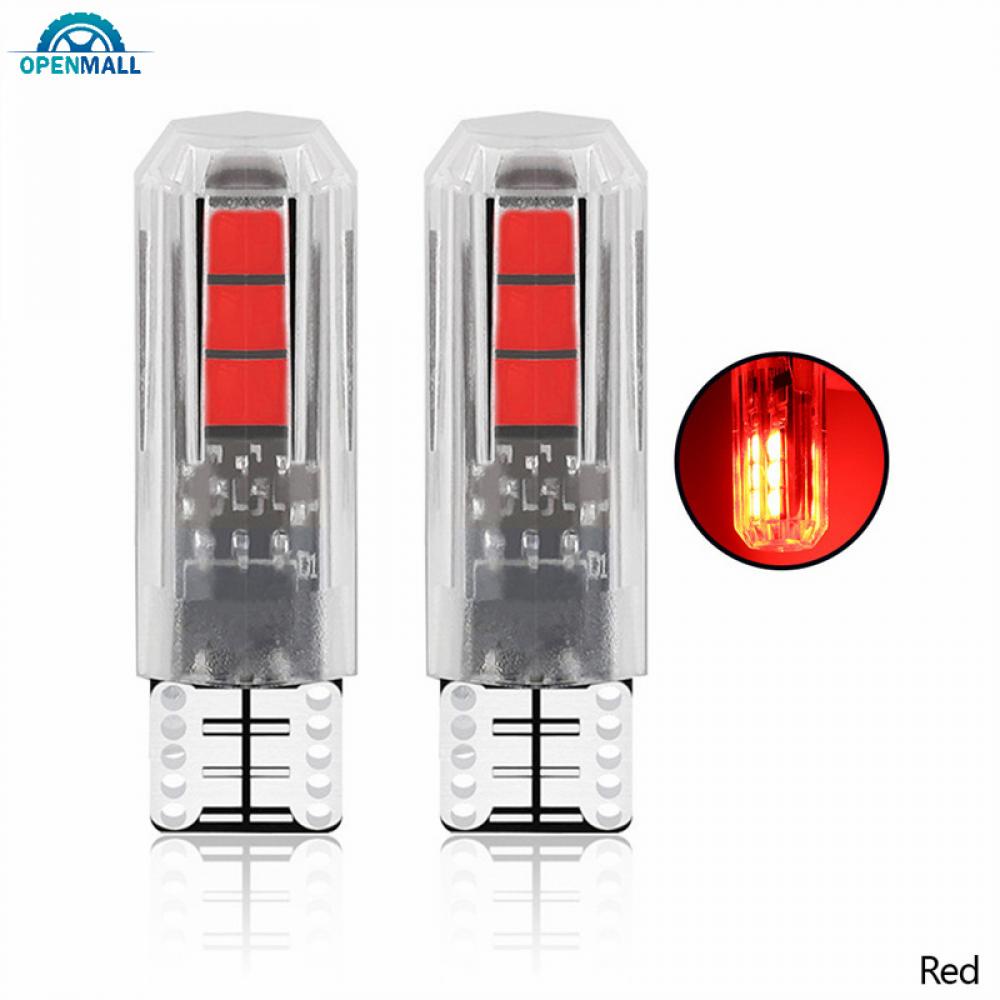 2 Đèn Led 12V T10 6LED W5W SMD Ánh Sáng Trắng Cao Cấp Cho Xe Ô Tô