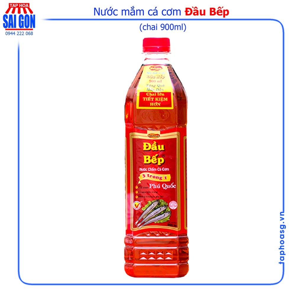 Nước Mắm Cá Cơm Đầu Bếp chai 900ml mang đậm hương vị truyền thống cho các món chấm và nêm của các bà nội trợ Việt