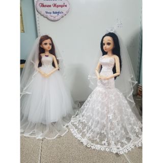 Đầm cô dâu dành cho búp bê nhựa 60cm