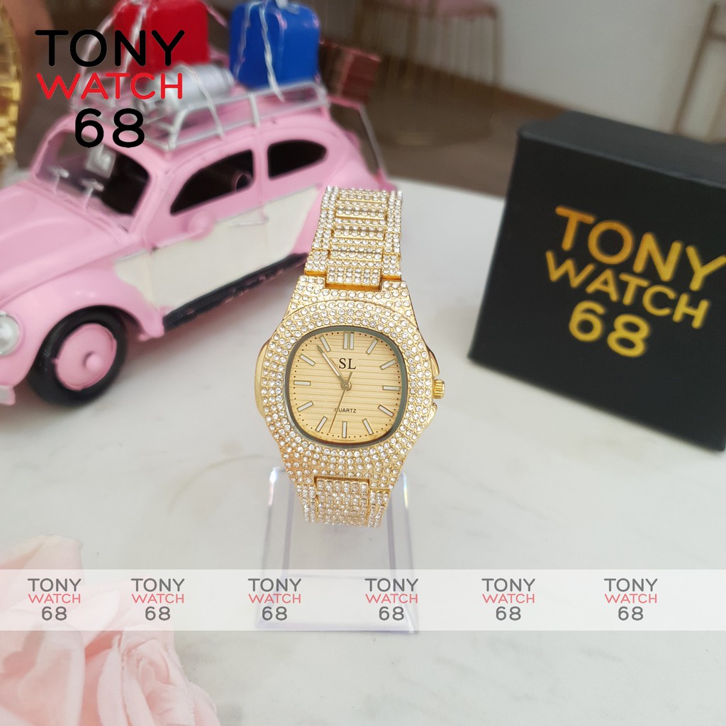 Đồng hồ nữ đẹp SL chính hãng mặt vuông đính đá chống nước tuyệt đối Tony Watch 68