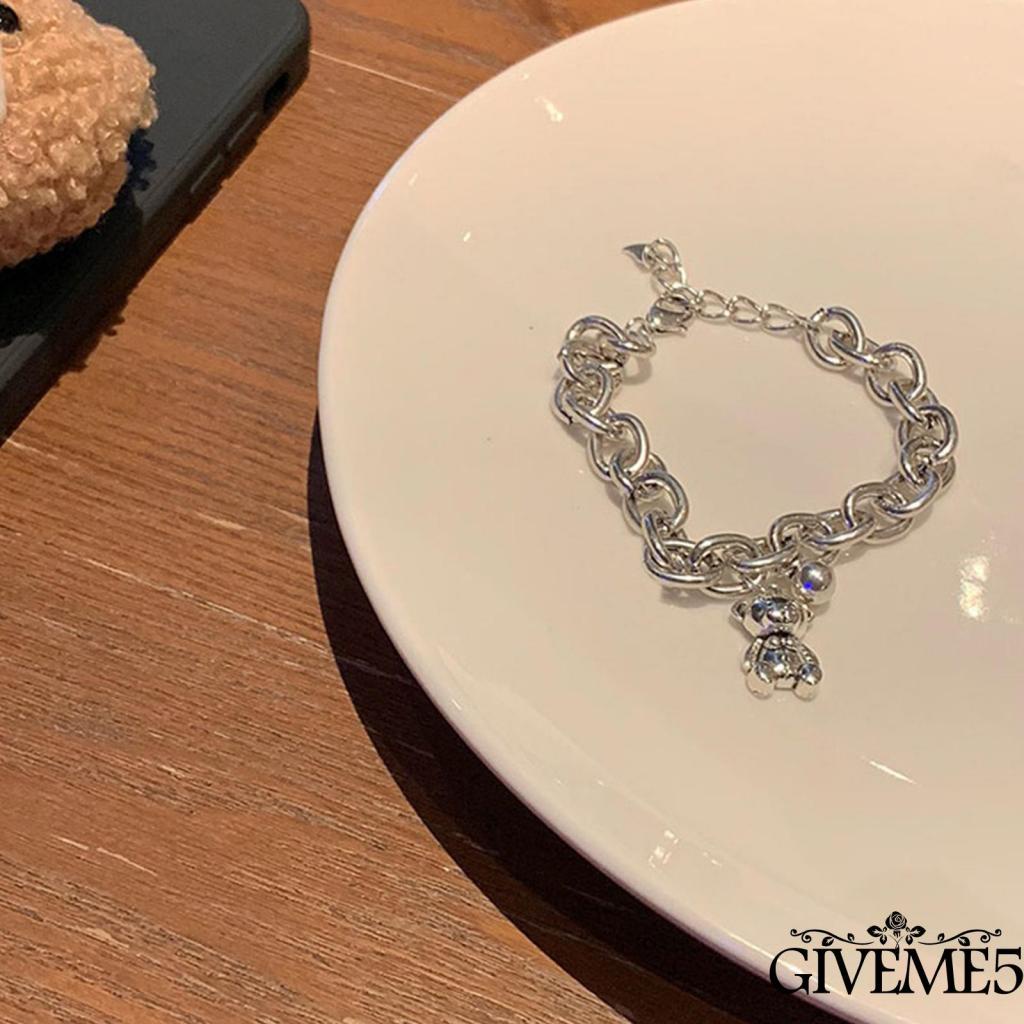 Vòng tay kim loại mặt hình gấu dễ thương cho nữ