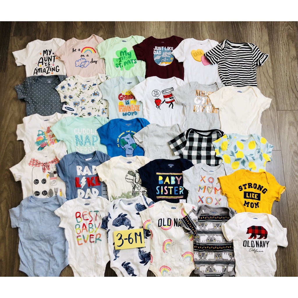 Set 5 chiếc body chip cho bé vải cotton 100%, bodysuit ngắn tay cho bé trai, bé gái, bodysuit cho bé hàng xuất dư xịn