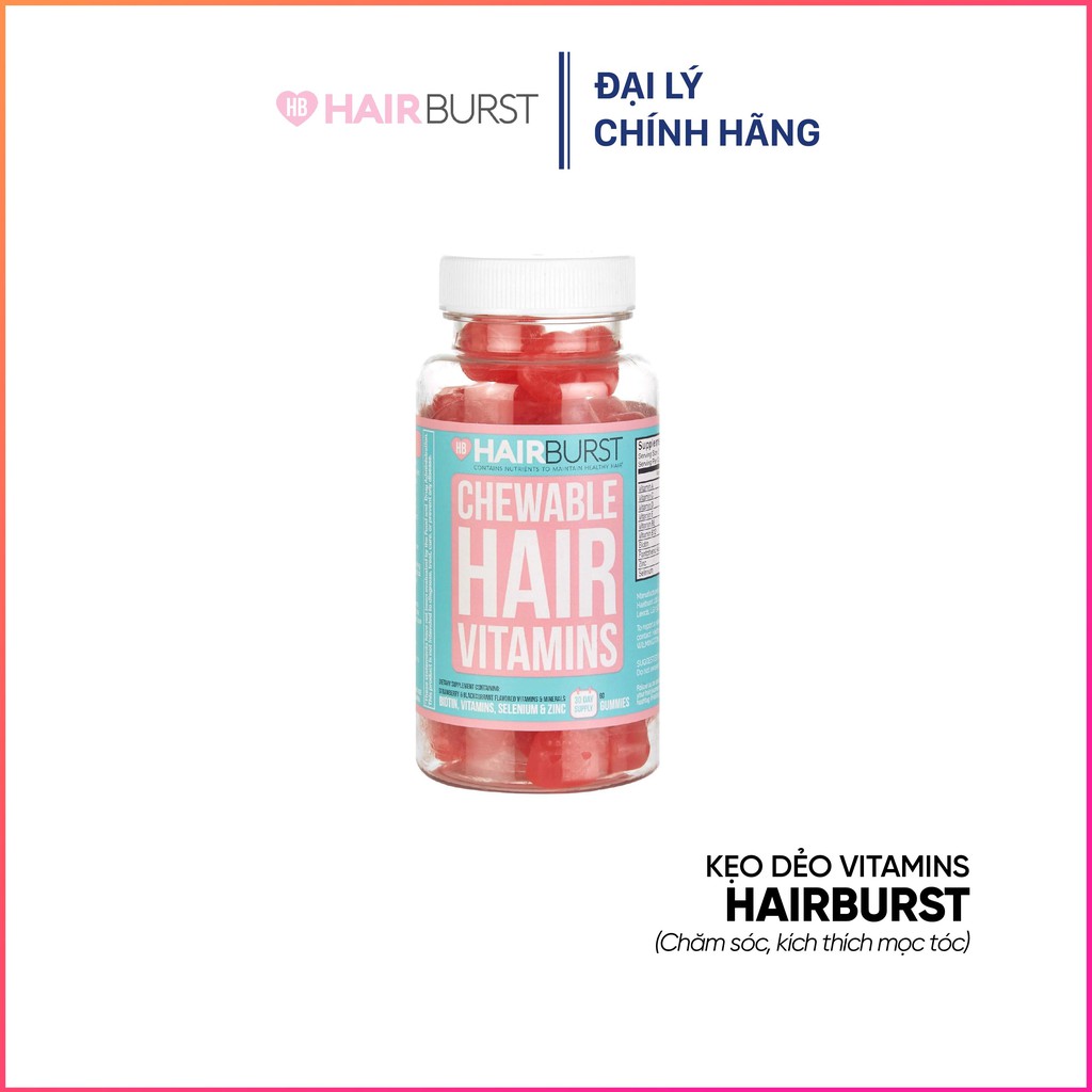 Kẹo dẻo vitamin chăm sóc, hỗ trợ mọc tóc HAIRBURST chewable hair vitamins 60 gram/1 lọ