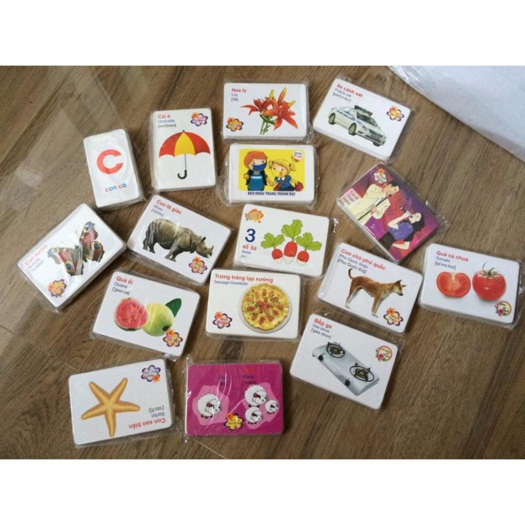 Bộ thẻ học thông minh 16 chủ đề cho bé - Bộ thẻ học flashcard 16 chủ đề 416 thẻ song ngữ Anh Việt