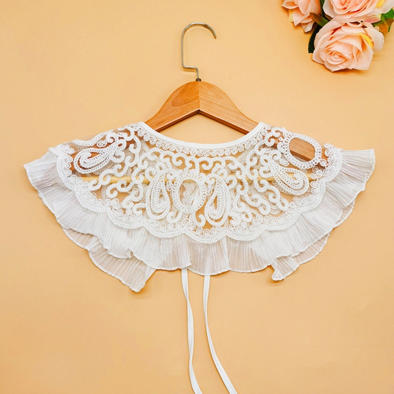 Khăn Choàng Cổ Xếp Li Thêu Hoa Nhìn Xuyên Thấu Cho Nữ