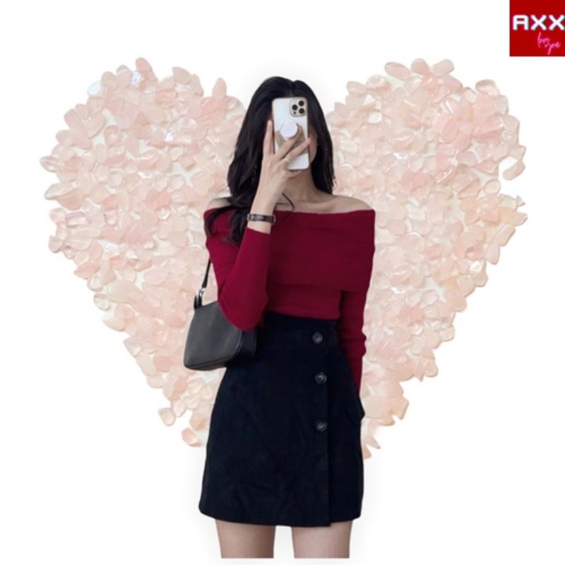 Set Áo Len Đỏ Trễ Vai Tay Dài Chân Váy Lệch Vạt Ulzzang Mặc Đi Chơi Tết  Thời Trang Nữ Đẹp | BigBuy360 - bigbuy360.vn