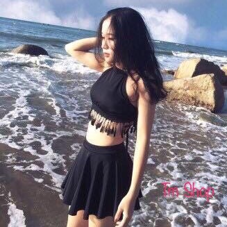 Bộ Bơi Nữ Hai Mảnh Quần Gỉa Váy Tua Rua Freesize BHV033 | BigBuy360 - bigbuy360.vn