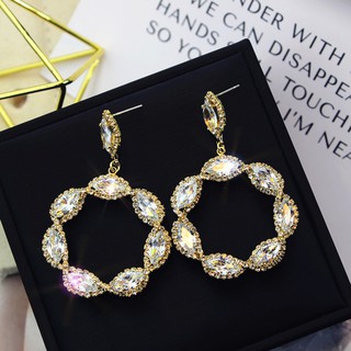 DDFI - S925 Silver Needle Zircon Circle Rhinestone Korea Circle Crystal Earrings Ear Pins B4D04