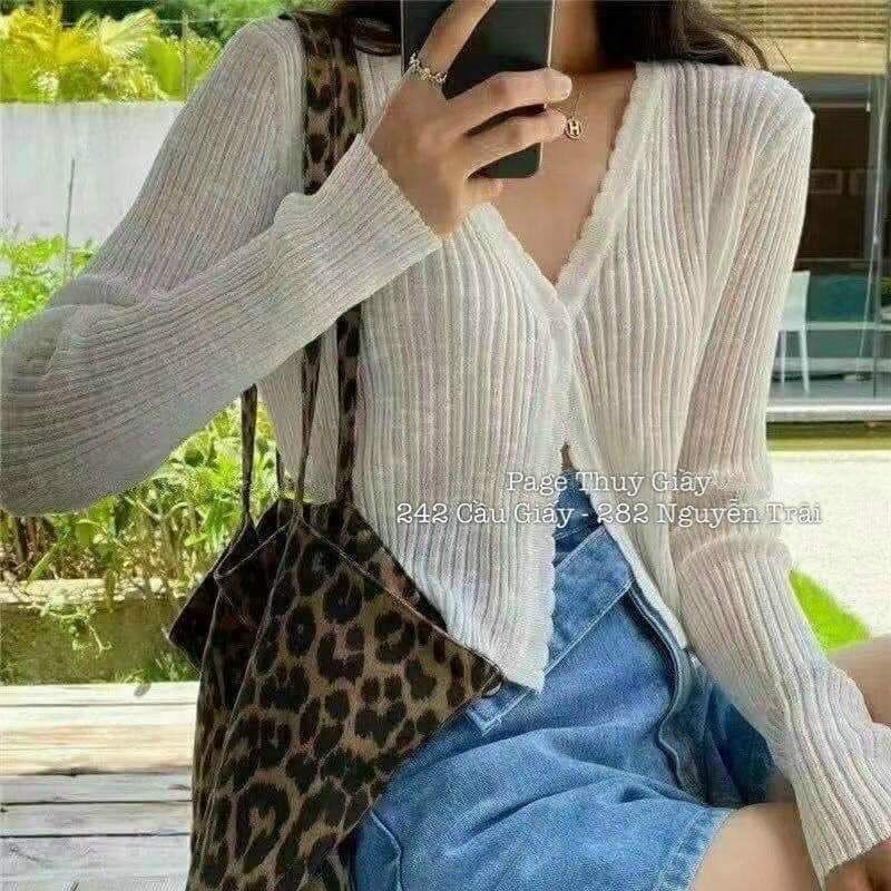 Áo khoác cadigan len mỏng 1 khuy 2021