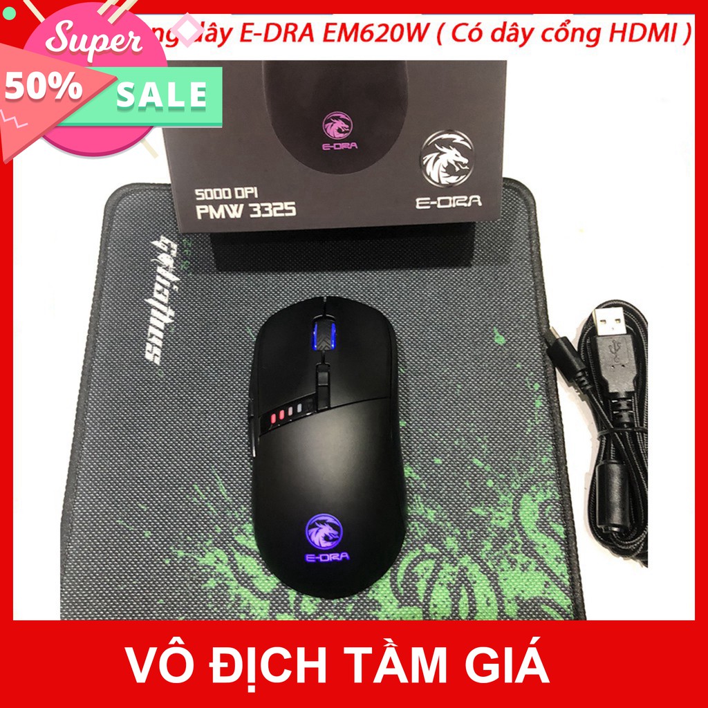 Chuột Gaming không dây E-Dra EM620W - Có dây cổng HDMI nếu muốn dùng dây - Siêu phẩm 2020 - Bảo hành 24 tháng