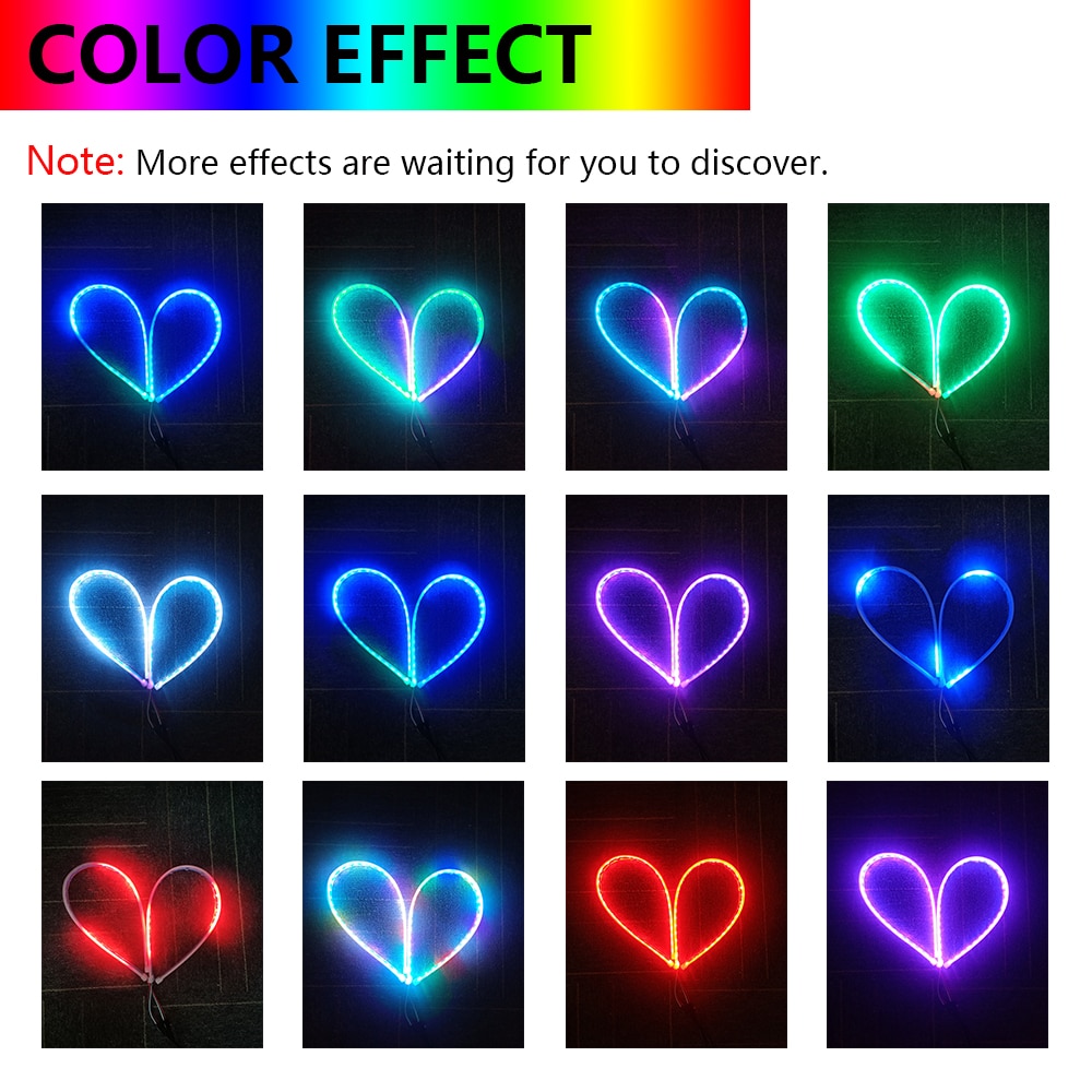 1 Cặp Dây Đèn Led Rgb Ban Ngày Chống Nước Nhiều Màu Có Remote Điều Khiển Bluetooth