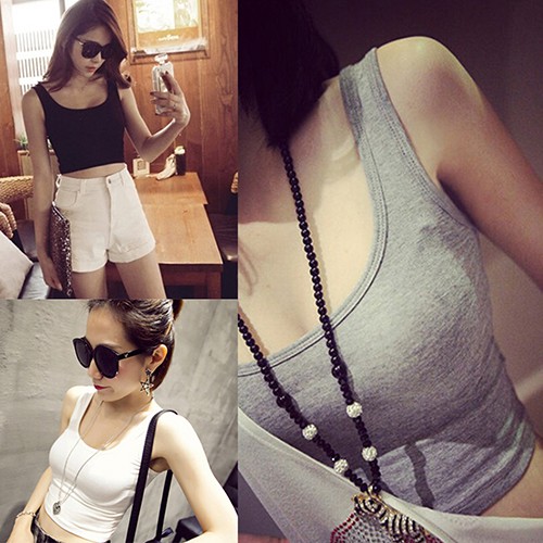 Áo Croptop ba lỗ thể thao không tay màu trơn thời trang quyến rũ cho nữ | BigBuy360 - bigbuy360.vn