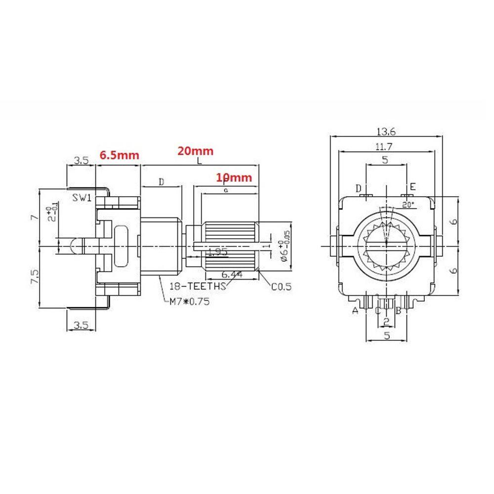 Bộ 5 Bộ Mã Hóa Quay 5Pin 20 Vị Trí EC11