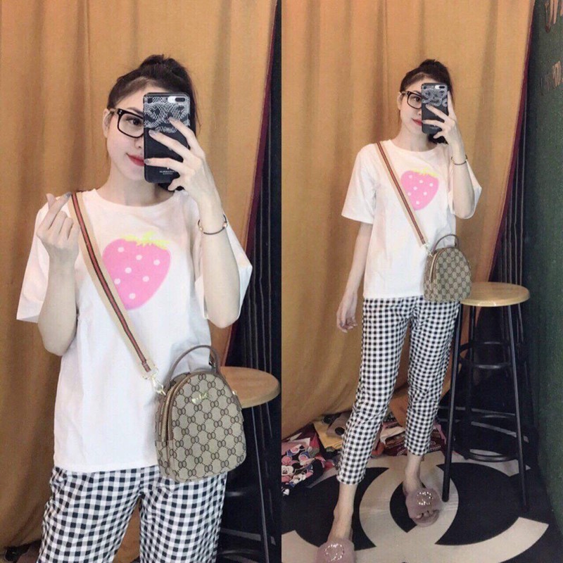 SET BỘ THỜI TRANG THIÊU TRÁI DÂU CARO SIÊU XINH