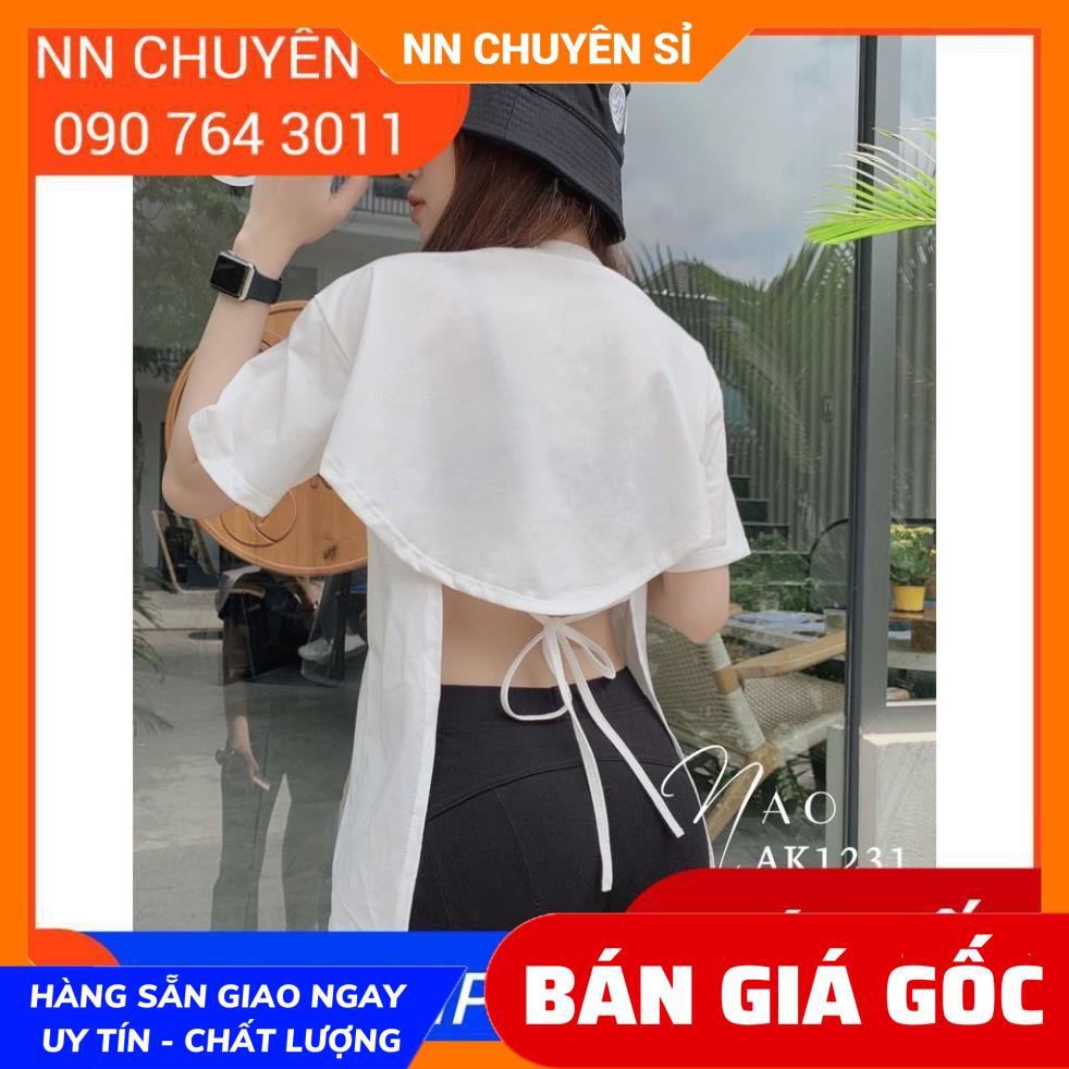 ÁO THUN HỞ LƯNG CỘT DÂY SAU LƯNG ⚡ ÁO HỞ LƯNG ⚡ ÁO THUN PHOM RỘNG AK1231 ⚡ ÁO BÒ SỮA ⚡ ÁO LOANG MÀU