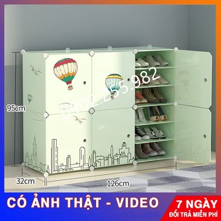[ ĐỂ ĐƯỢC 24 ĐÔI GIÀY DÉP.]TỦ NHỰA LẮP GHÉP ĐA NĂNG ĐỂ GIÀY DÉP 12 Ô ( chia ô ) CỐM  HỌA TIẾT NHIỀU LỰA CHỌN