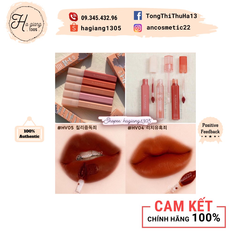  Son Black Rouge Half N Half Water DÒNG VELVET LÌ