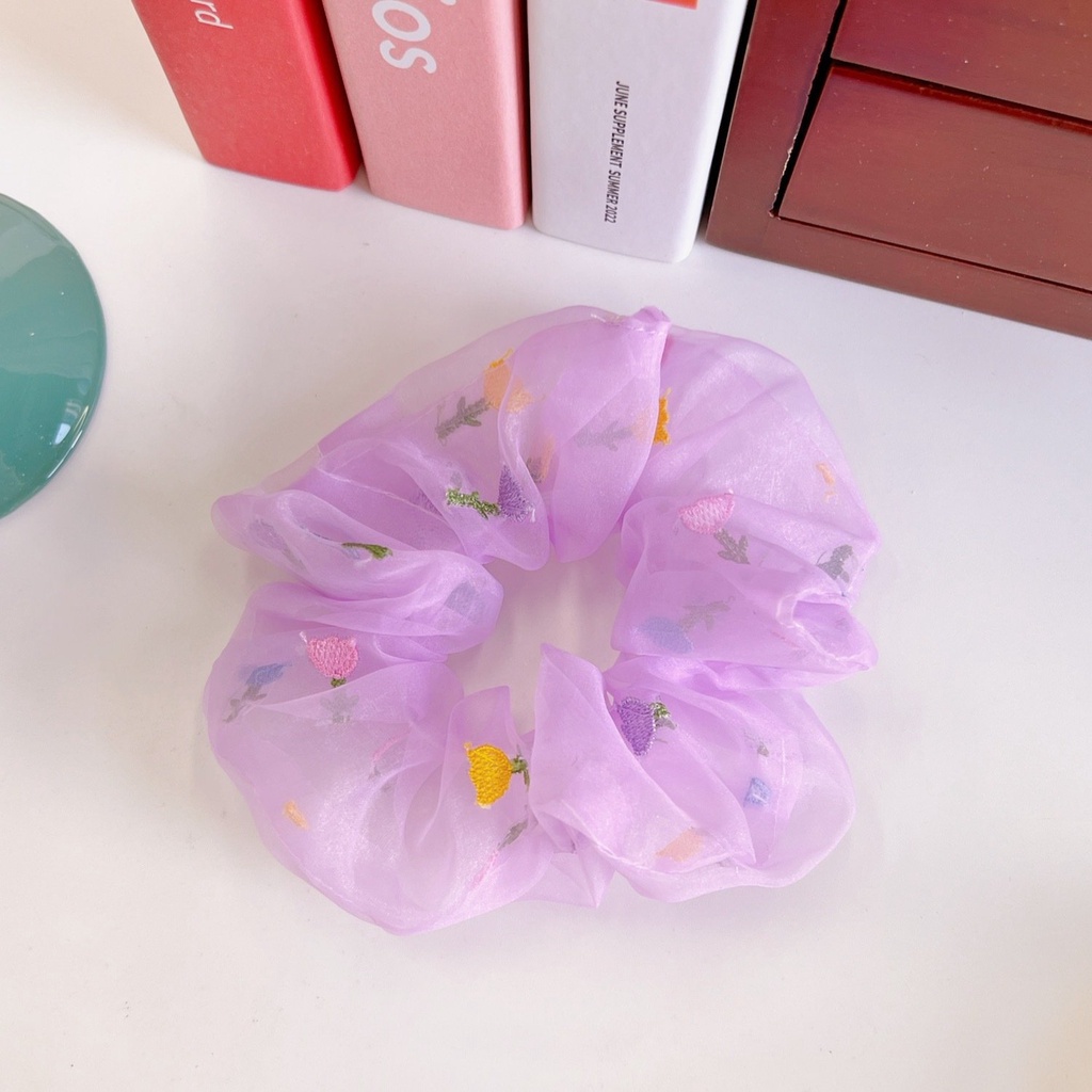 Dây cột tóc vải scrunchies nhiều hoa xinh xắn phong cách Hàn Quốc DXX